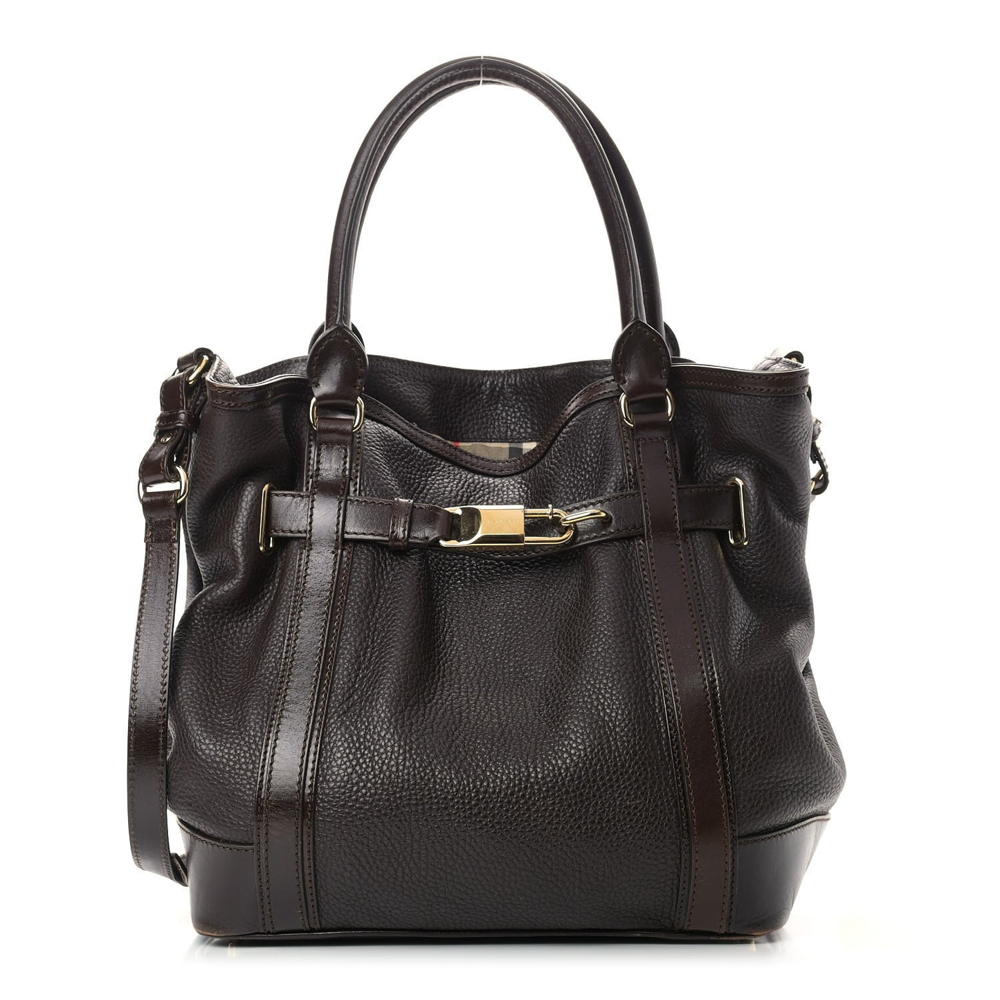 Grainy Calfskin Medium Golderton Tote Dark Chocolate