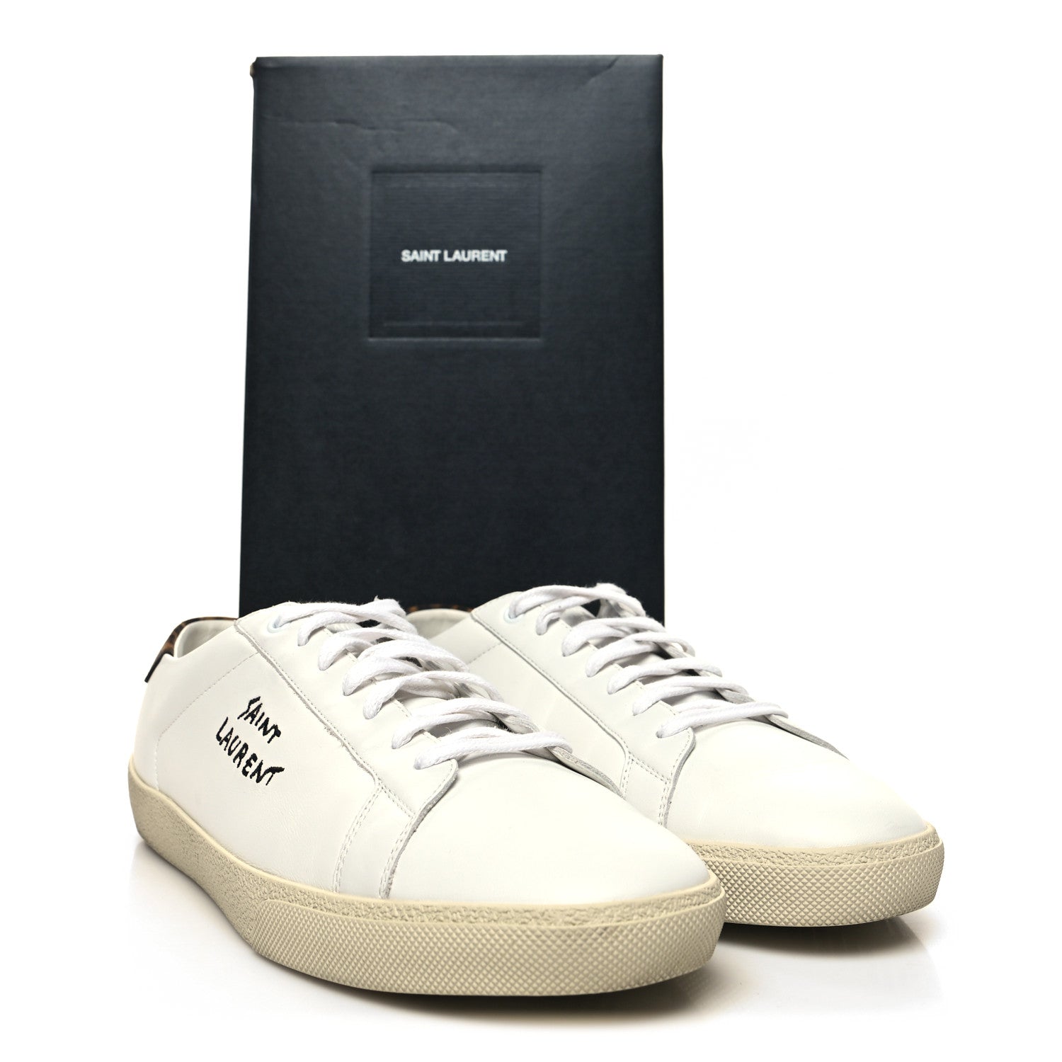 Saint Laurent Calfskin Embroidered Mens Court Classic Sneakers 45 White Black 10 of 10