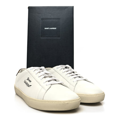 Saint Laurent Calfskin Embroidered Mens Court Classic Sneakers 45 White Black 10 of 10