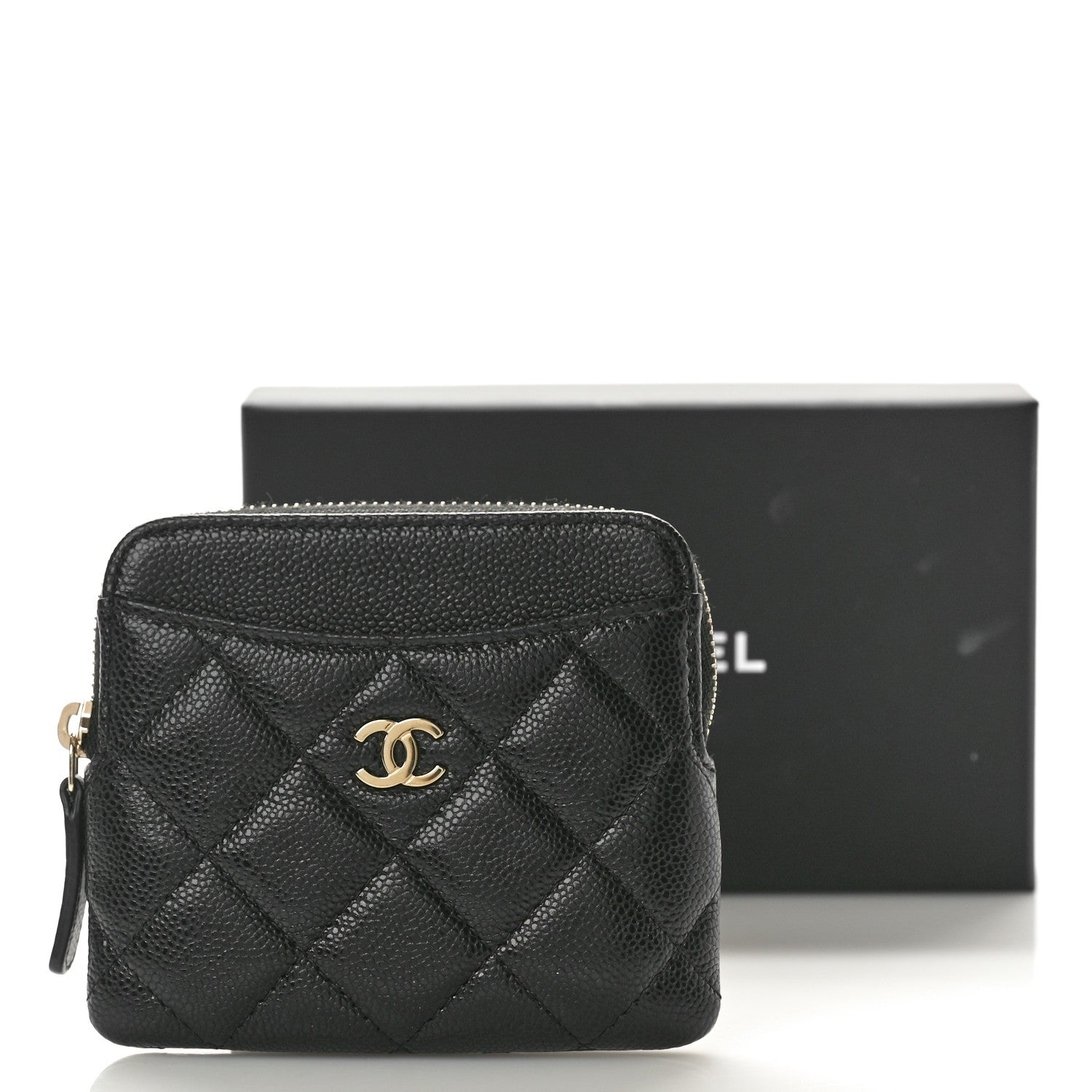 Chanel Caviar Quilted Zip Card Holder Wallet Black 9 of 9