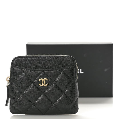 Chanel Caviar Quilted Zip Card Holder Wallet Black 9 of 9