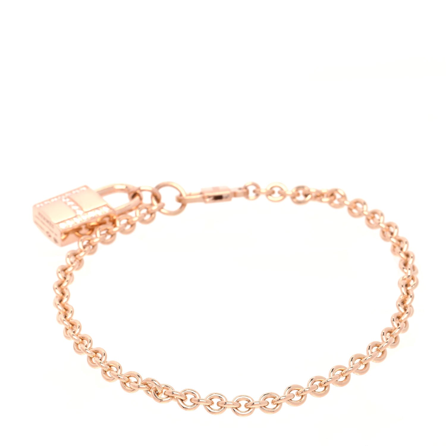 Hermes 18K Rose Gold Diamond Amulettes Cadenas Bracelet SH 2 of 5