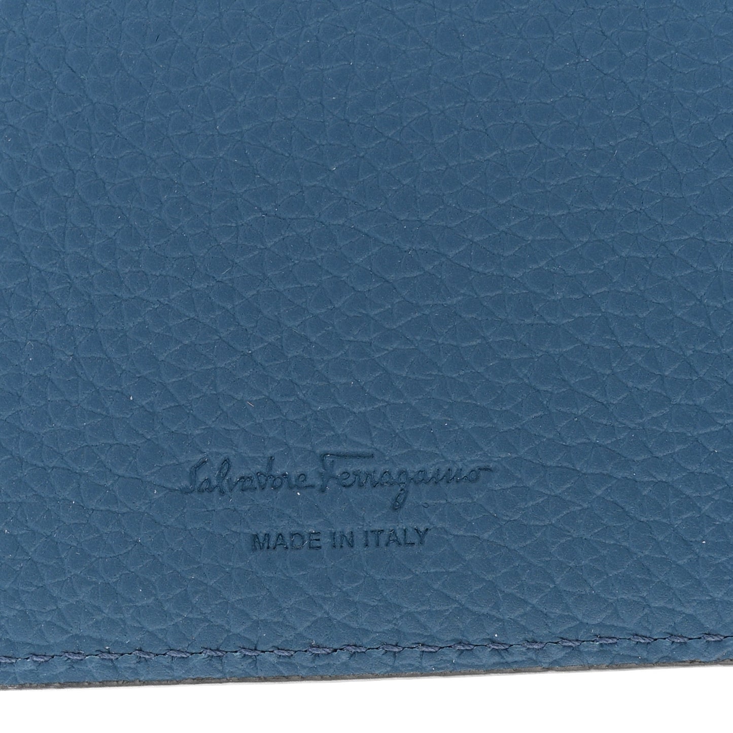 Calfskin Embossed Logo Card Case Blue