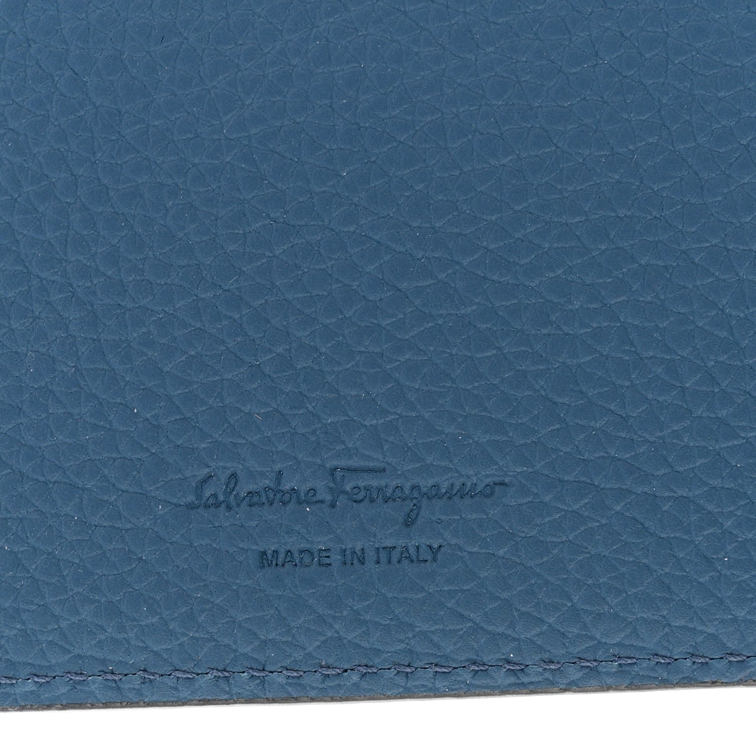 Salvatore Ferragamo Calfskin Embossed Logo Card Case Blue 6 of 9