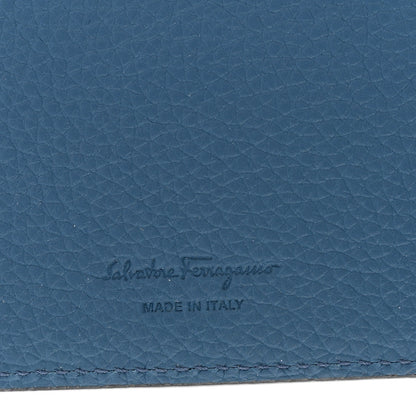 Salvatore Ferragamo Calfskin Embossed Logo Card Case Blue 6 of 9