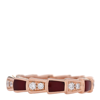 Bulgari 18K Rose Gold Diamond Carnelian 4mm Serpenti Viper Band Ring 52 6 1 of 6