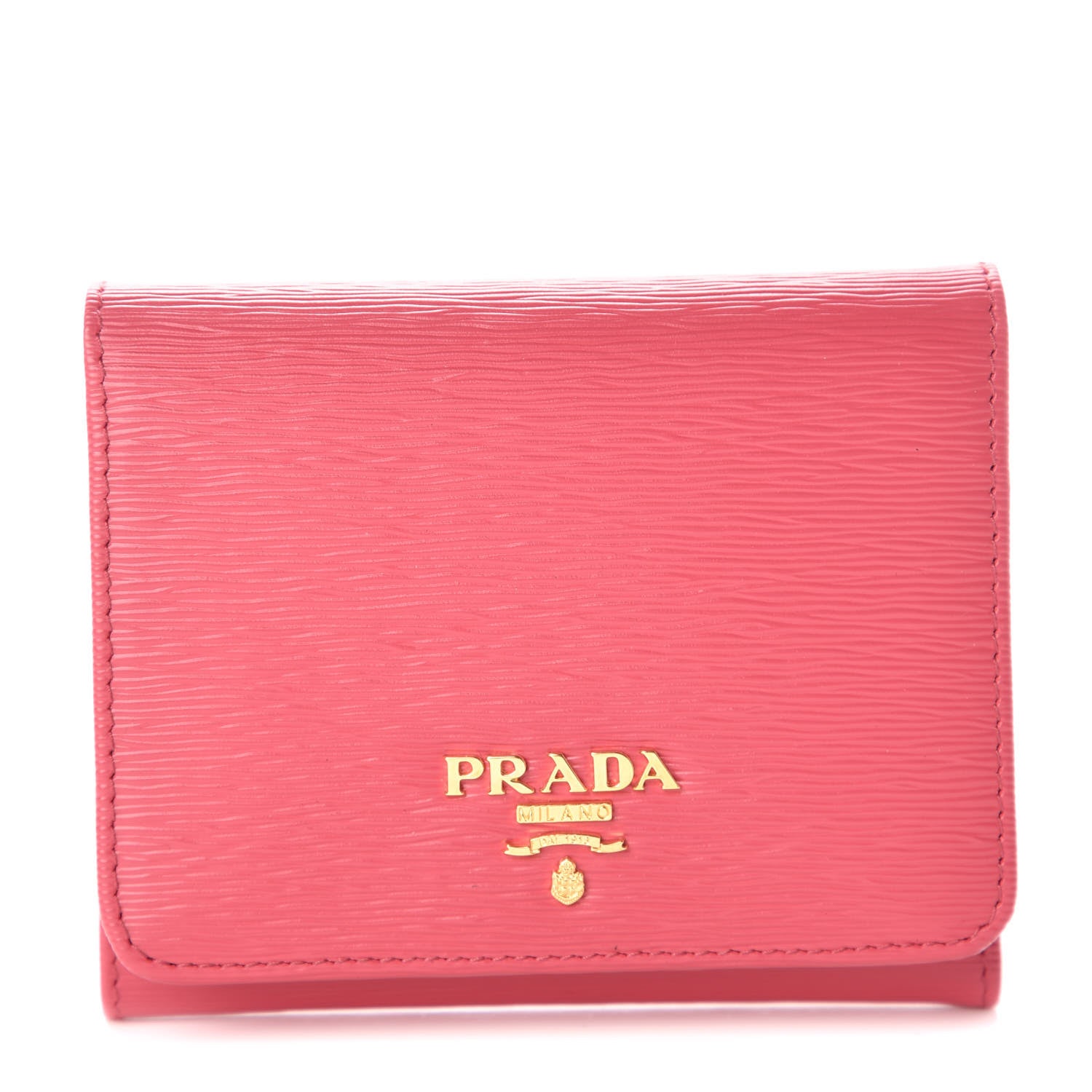 Prada Vitello Move Tri-Fold Compact Wallet Peonia 1 of 8