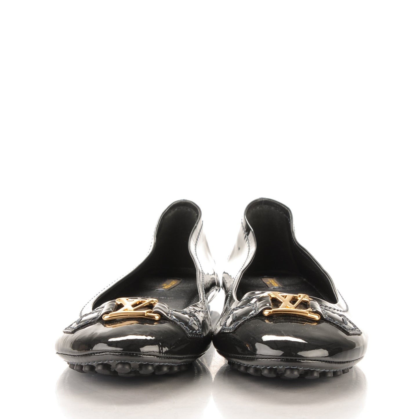 Patent Calfskin Oxford Ballerina Flats 42 Navy