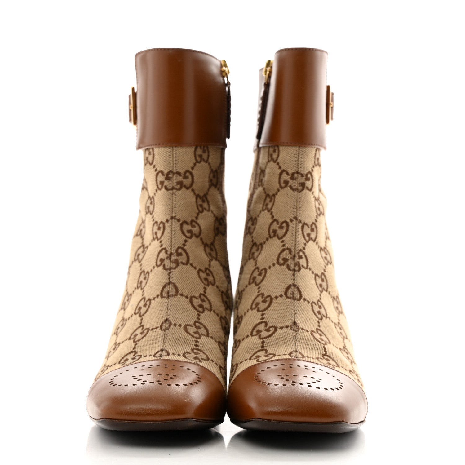 Gucci Monogram Cordovan Lux GG Ankle Boots 38.5 Beige Cuir 3 of 12