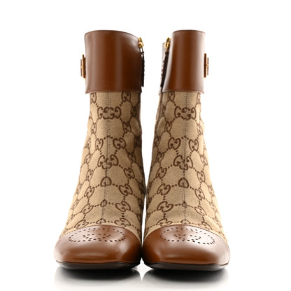 Gucci Monogram Cordovan Lux GG Ankle Boots 38.5 Beige Cuir 3 of 12