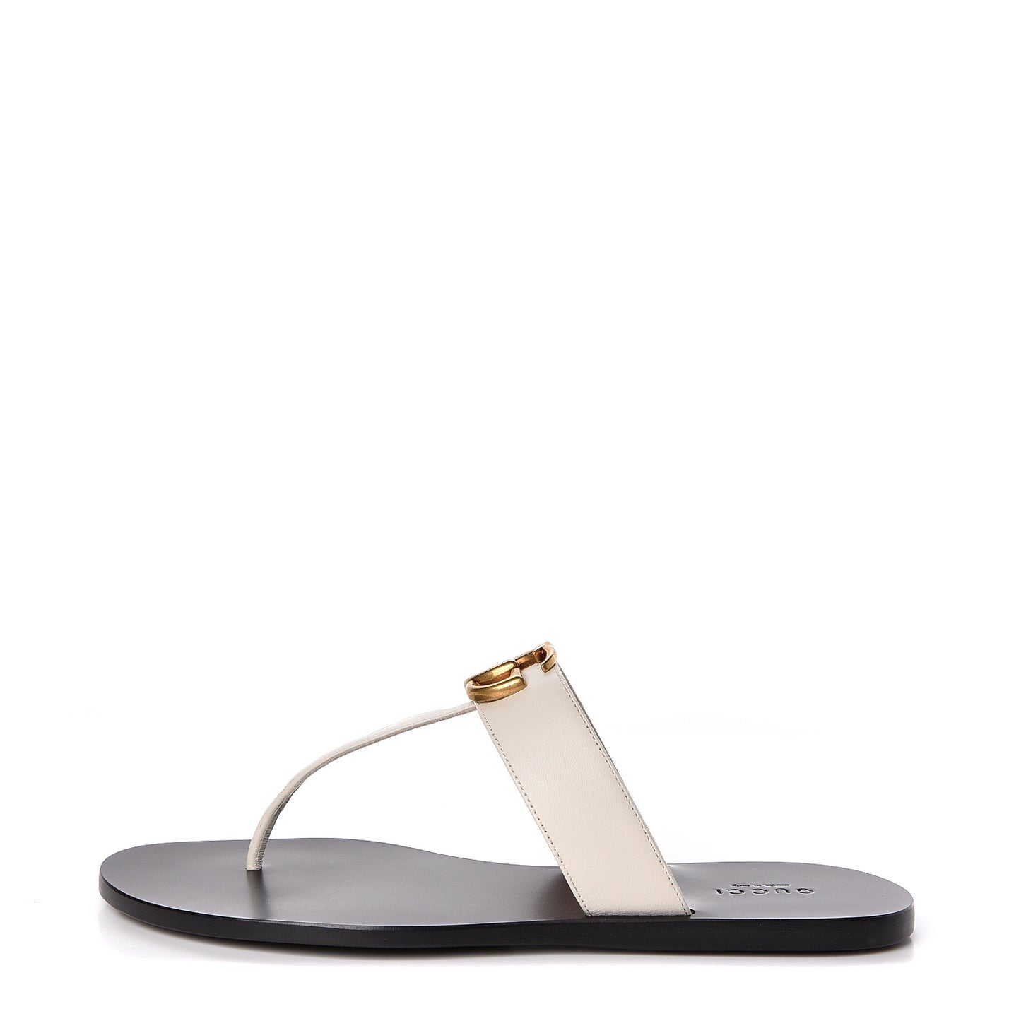 Calfskin GG Marmont Thong Sandals 38 Mystic White