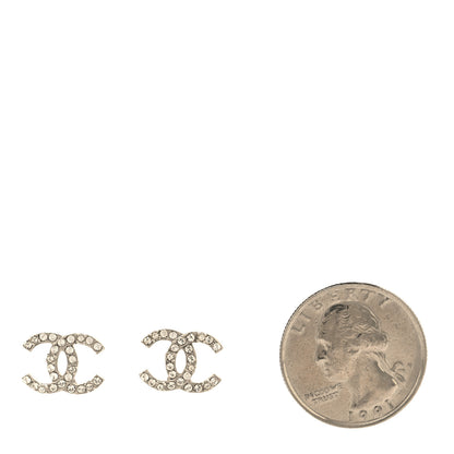 Chanel Crystal Mini Timeless CC Earrings Silver 2 of 5