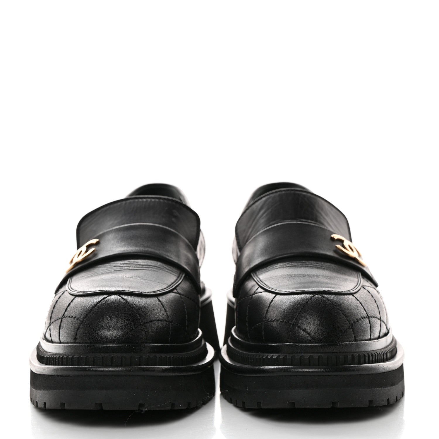 Chanel Calfskin Quilted CC Mocassin Loafers 39 Black 2 of 9