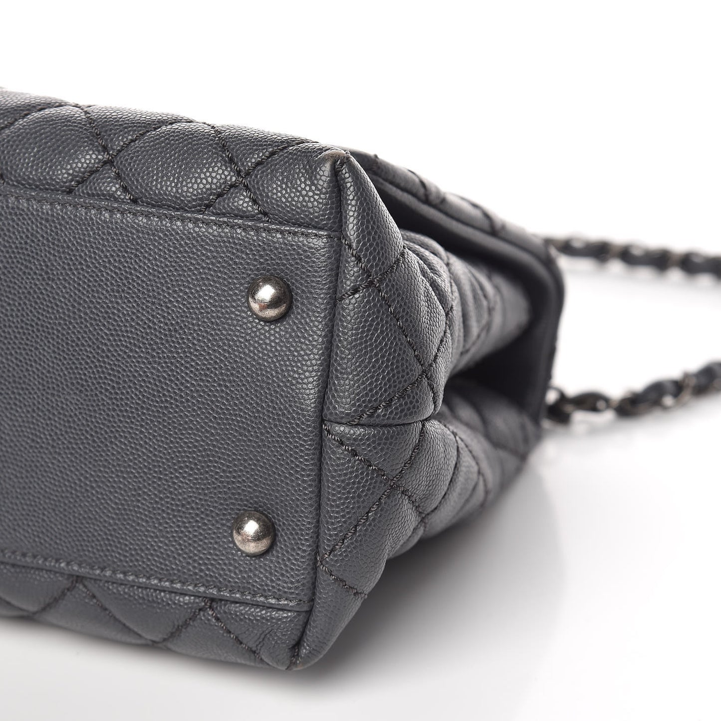 Caviar Quilted Small Coco Handle Flap Gray