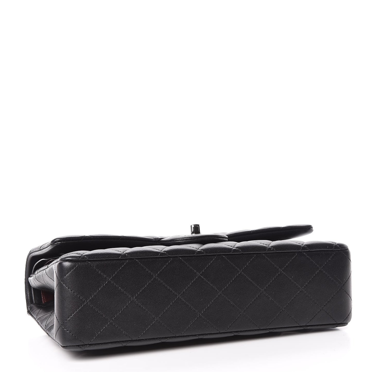 Lambskin Quilted Medium Double Flap Black