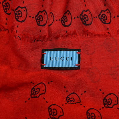 Gucci Modal Silk Twill GG Hamlet Square Scarf Flame Blue 3 of 4