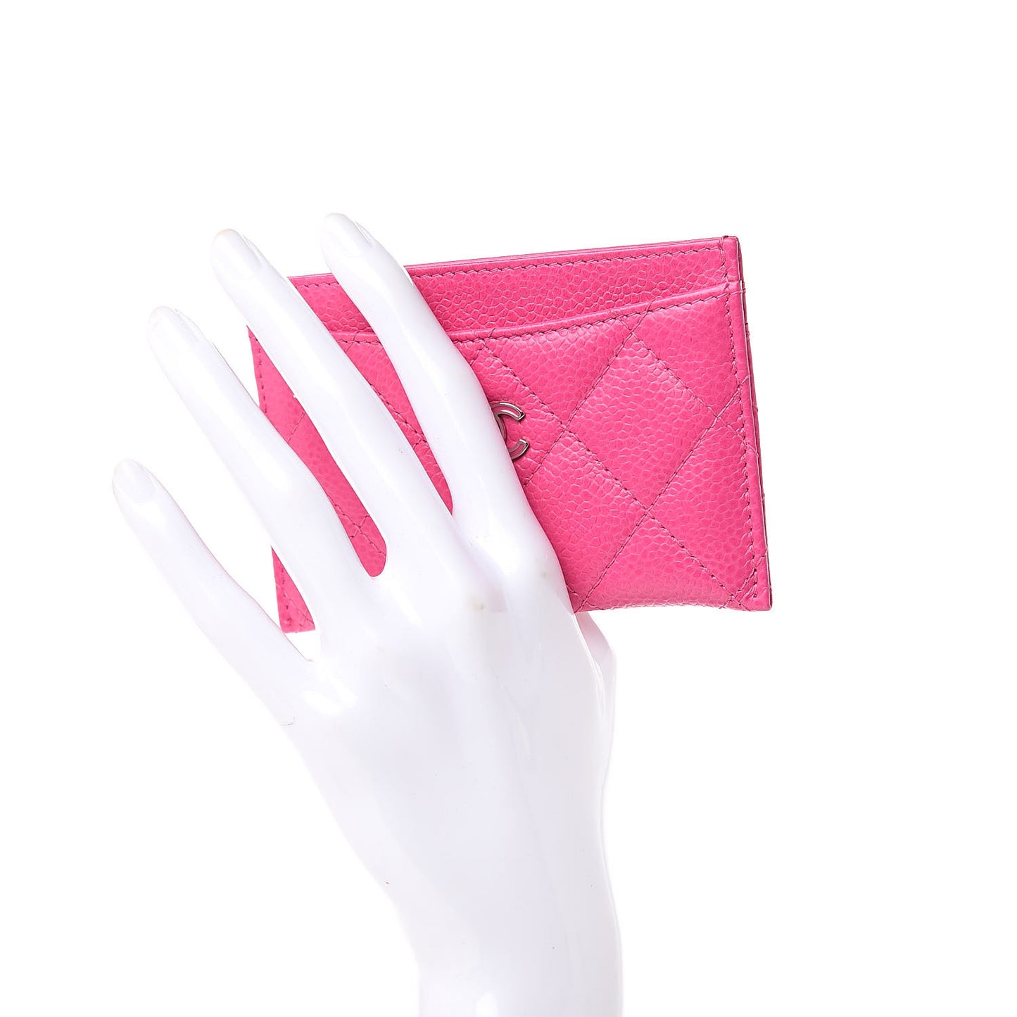Caviar Quilted Card Holder Pink