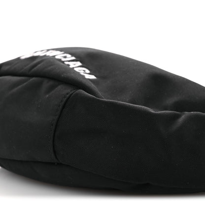 Balenciaga Recycled Sport Nylon Logo Embroidered Wheel Sling Bag Black White 10 of 14