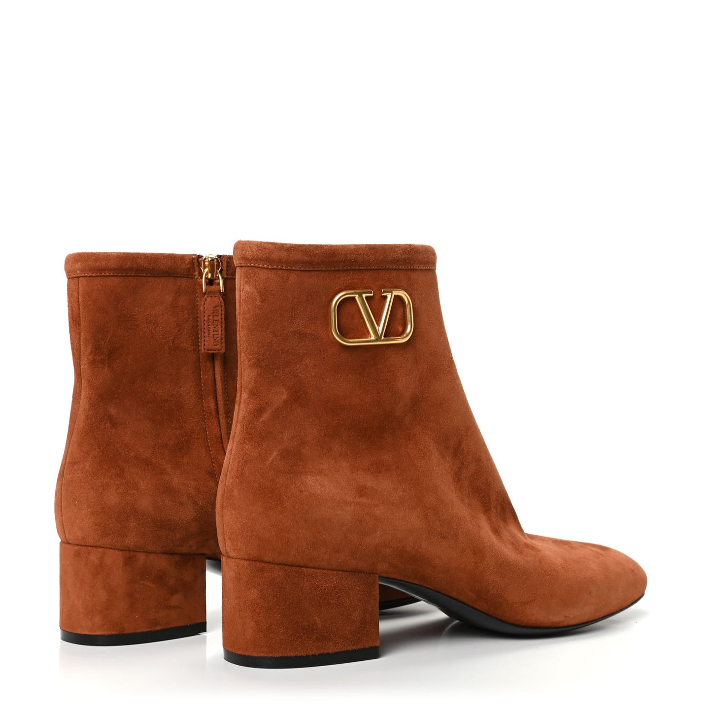 Suede VLogo Side Zip 45mm Ankle Boots 40 Bright Cognac