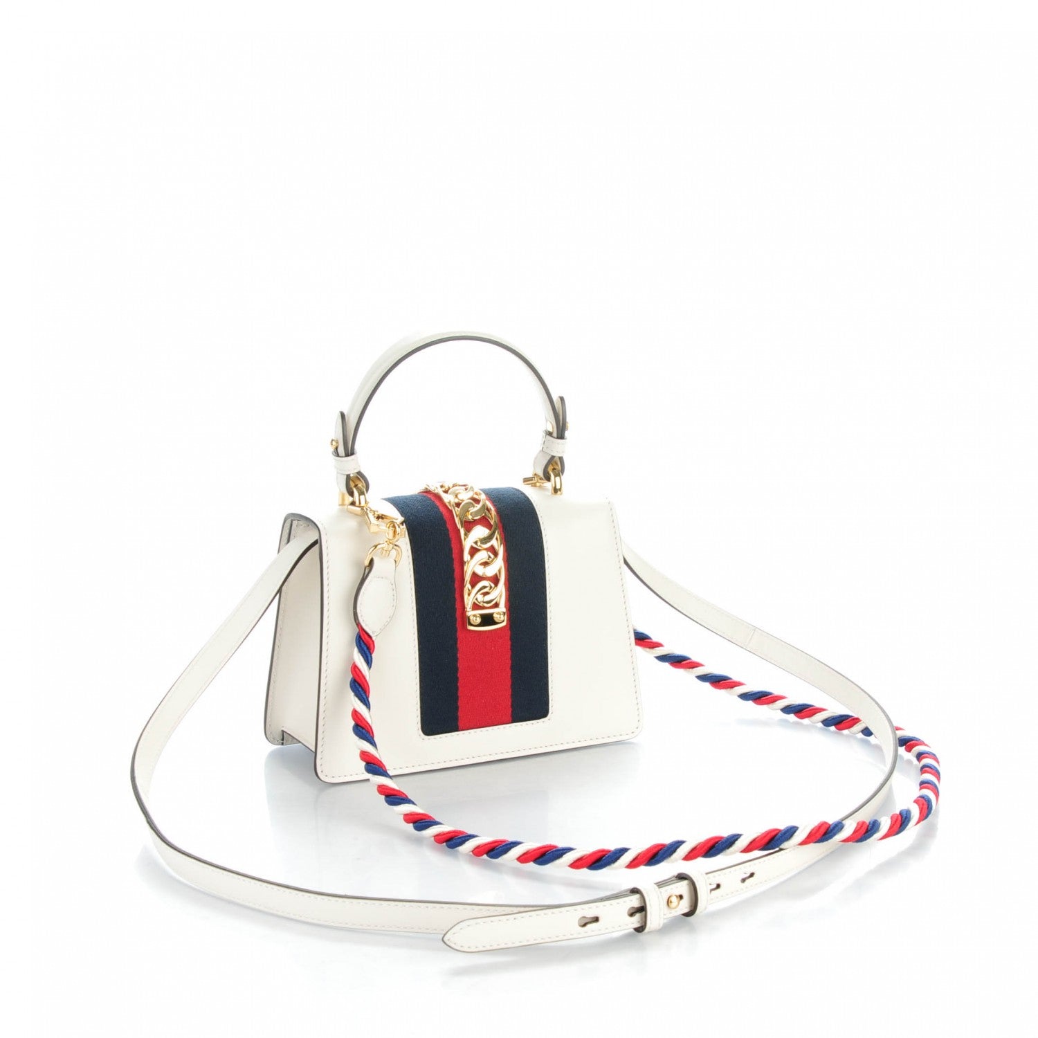 Gucci Calfskin Mini Sylvie Top Handle Bag White 3 of 7