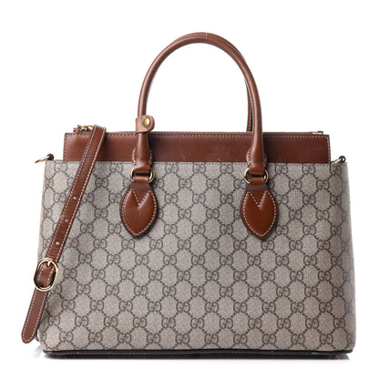 Gucci GG Supreme Monogram Medium Zip Top Tote Brown 1 of 13