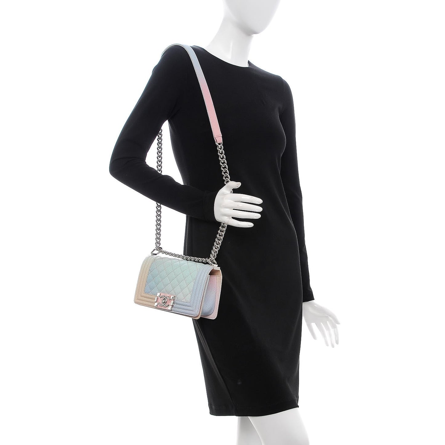 Caviar Quilted Small Rainbow Boy Flap Multicolor