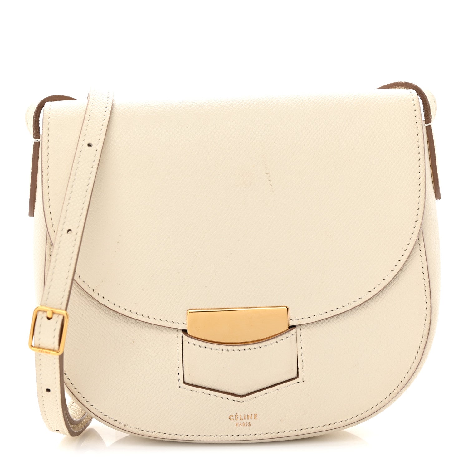 Celine Grained Calfskin Small Trotteur White 1 of 11