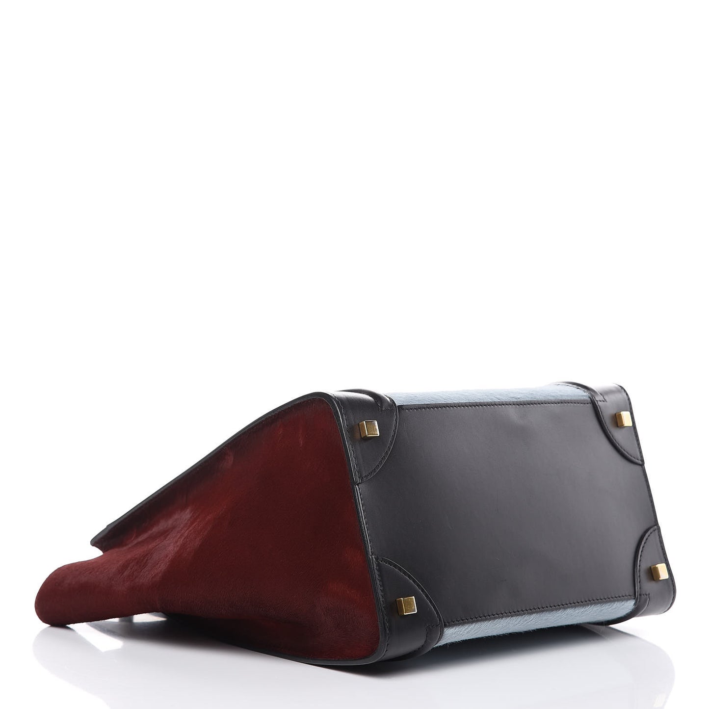 Pony Hair Mini Tri-Color Luggage Baby Blue Burgundy Black