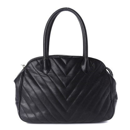 Chanel Caviar Chevron Top Handle Bag Black 1 of 17