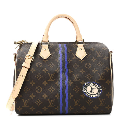 Louis Vuitton Mon Monogram Speedy Bandouliere 30 Indigo Blue Khaki 1 of 9