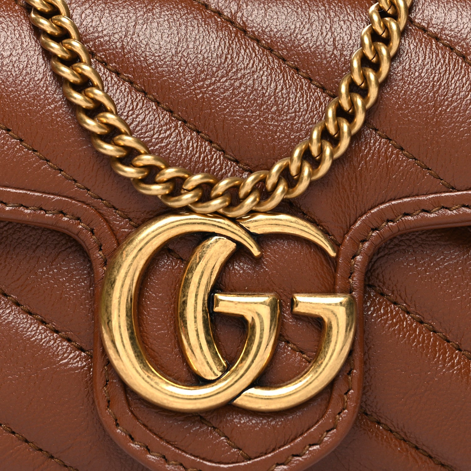 Gucci Azalea Calfskin Matelasse Diagonal Super Mini GG Marmont Shoulder Bag Cuir 8 of 11