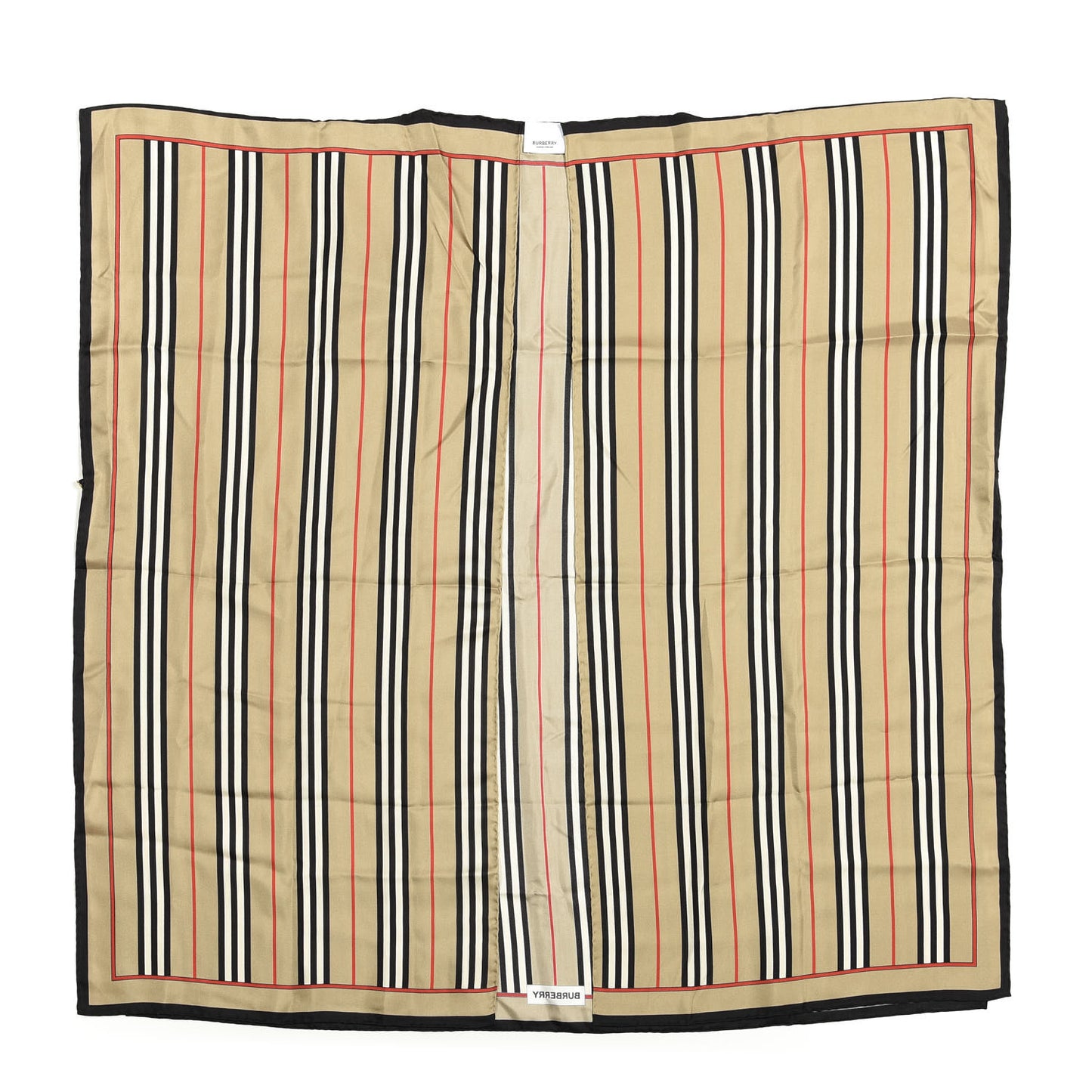 Silk Icon Stripe Border Cape Scarf Archive Beige