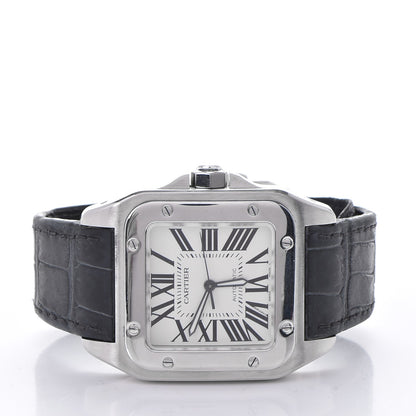 Cartier Stainless Steel Alligator 41mm Santos 100 Automatic Watch 3 of 10