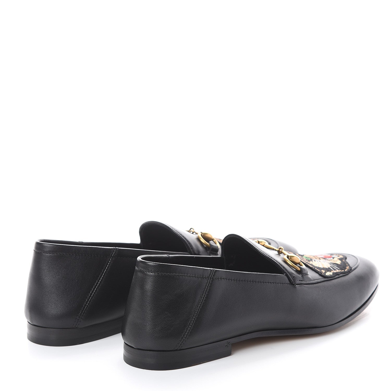 Gucci Goatskin Tiger Embroidered Mens Horsebit Loafers 8.5 Black 4 of 7