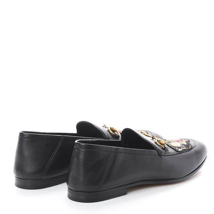Gucci Goatskin Tiger Embroidered Mens Horsebit Loafers 8.5 Black 4 of 7