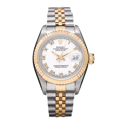 Rolex Stainless Steel 18K Yellow Gold 26mm Oyster Perpetual Datejust Watch White Roman 69173 1 of 7
