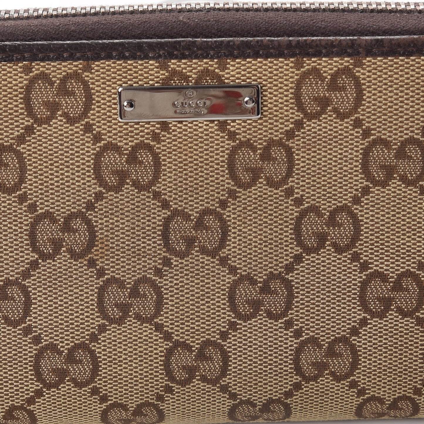 Monogram Metal Bar Zip Around Wallet Dark Brown