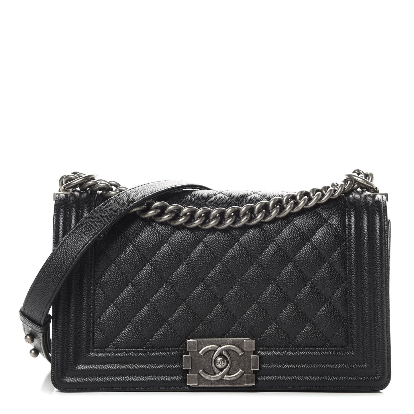 Caviar Quilted Medium Boy Flap Black