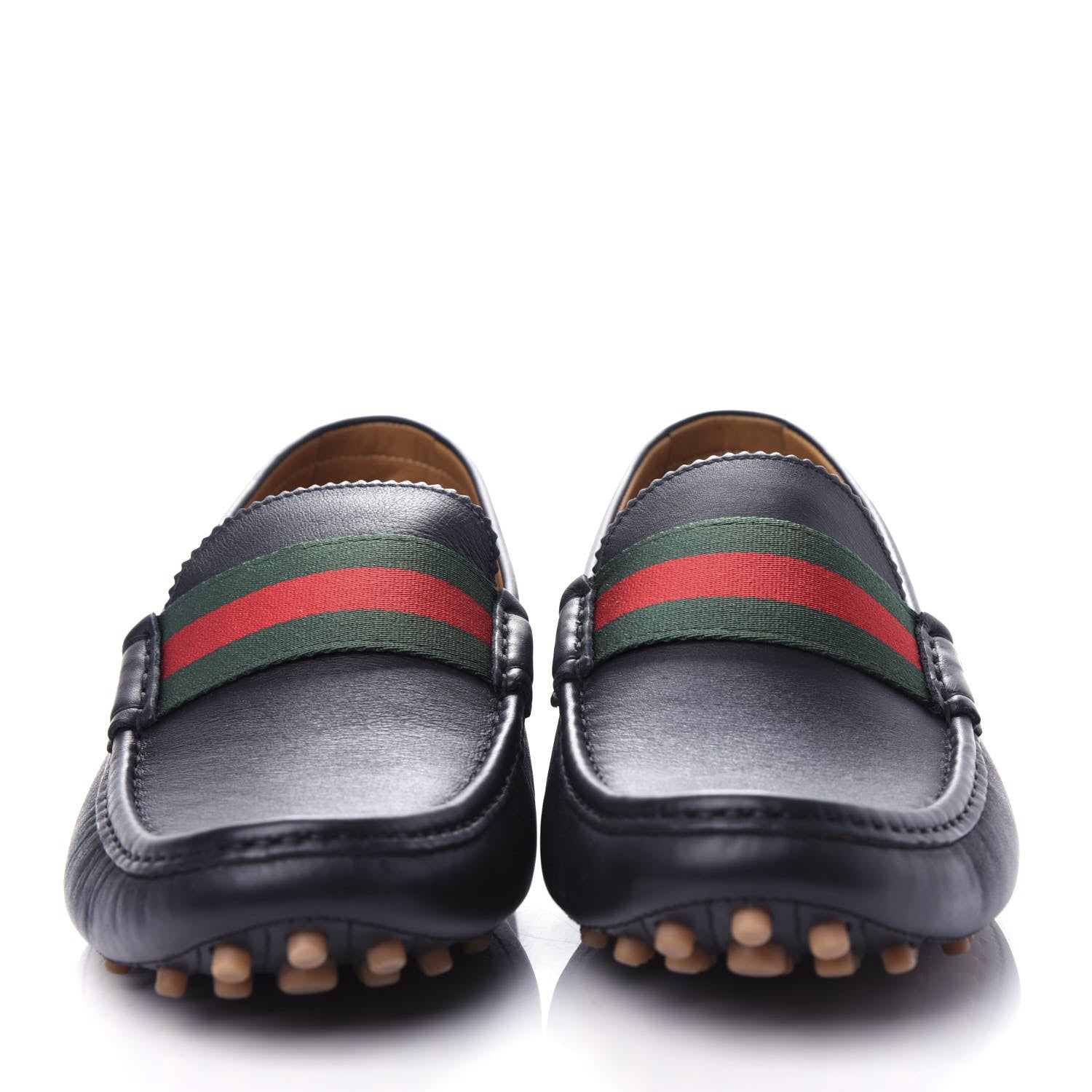 Gucci Calfskin Web Driver Loafers 11.5 Black 2 of 10
