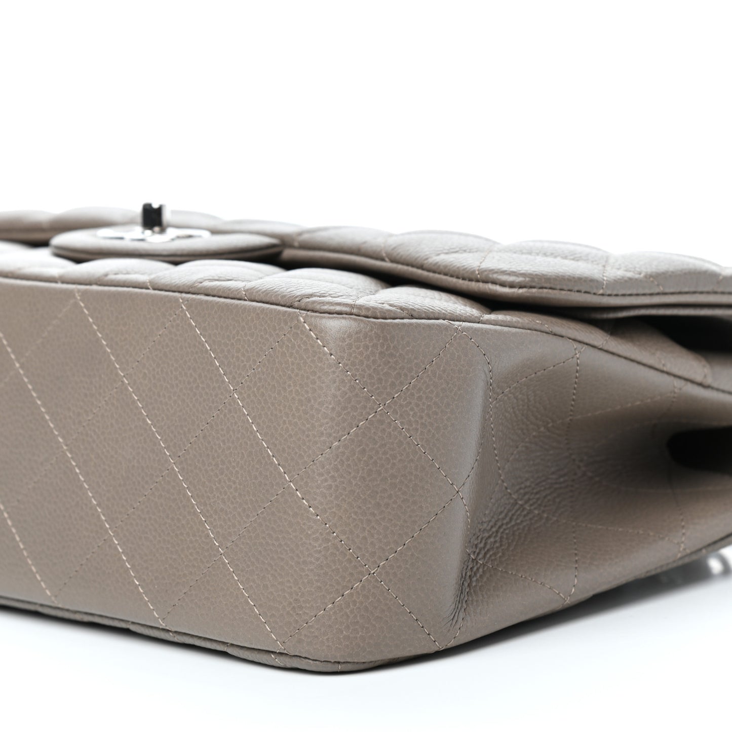 Caviar Quilted Jumbo Double Flap Taupe