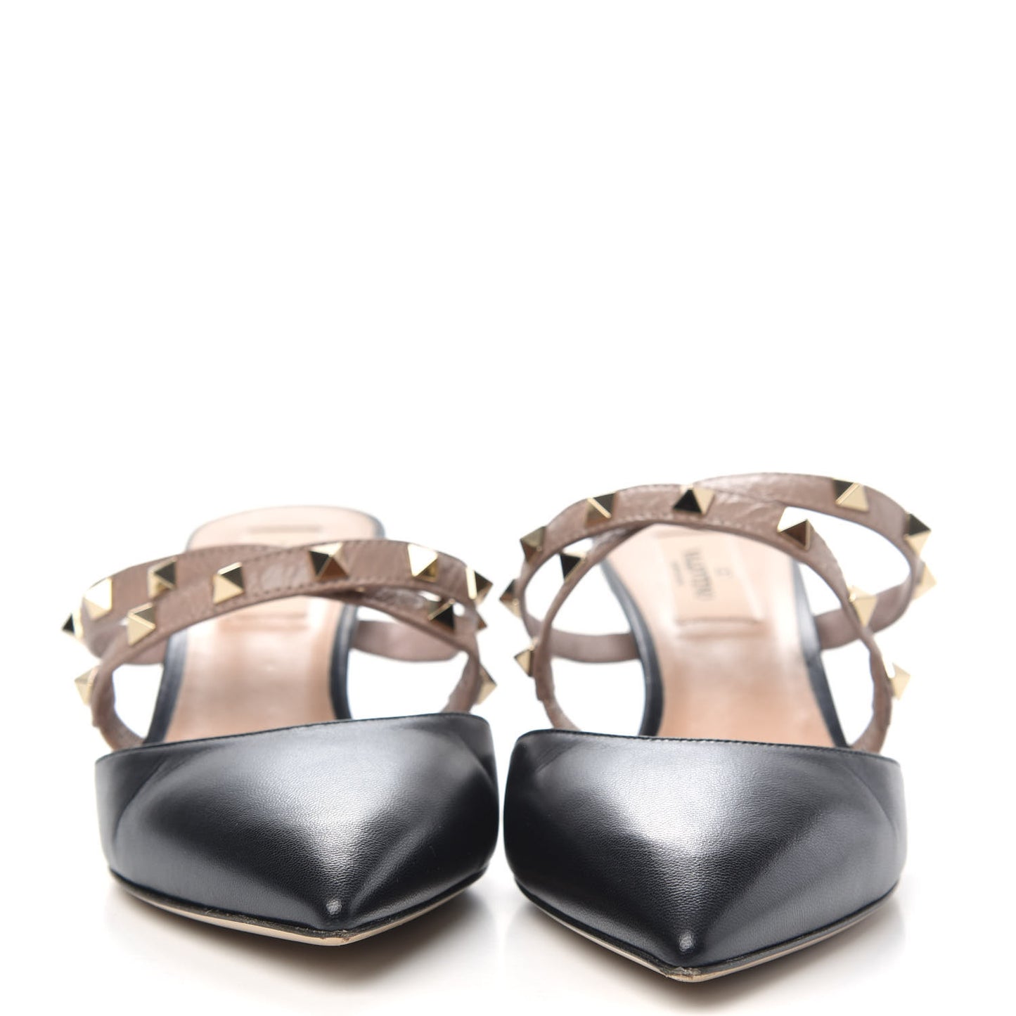 Nappa Rockstud Criss Cross 55mm Mules 38 Black Poudre