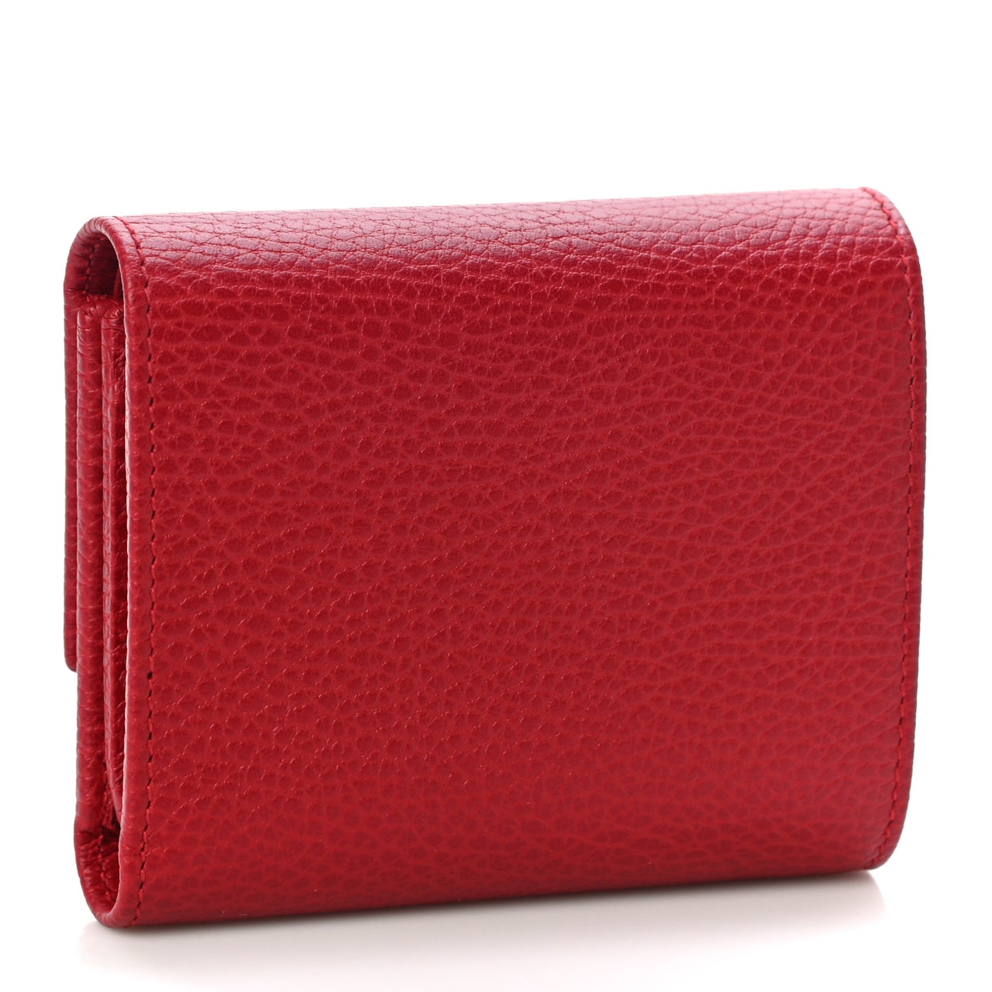 Dollar Calfskin GG Marmont Tri-Fold Wallet Hibiscus Red