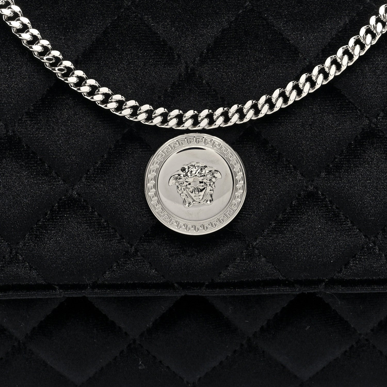 Versace Velvet Quilted Medusa Wallet On Chain Black 7 of 9