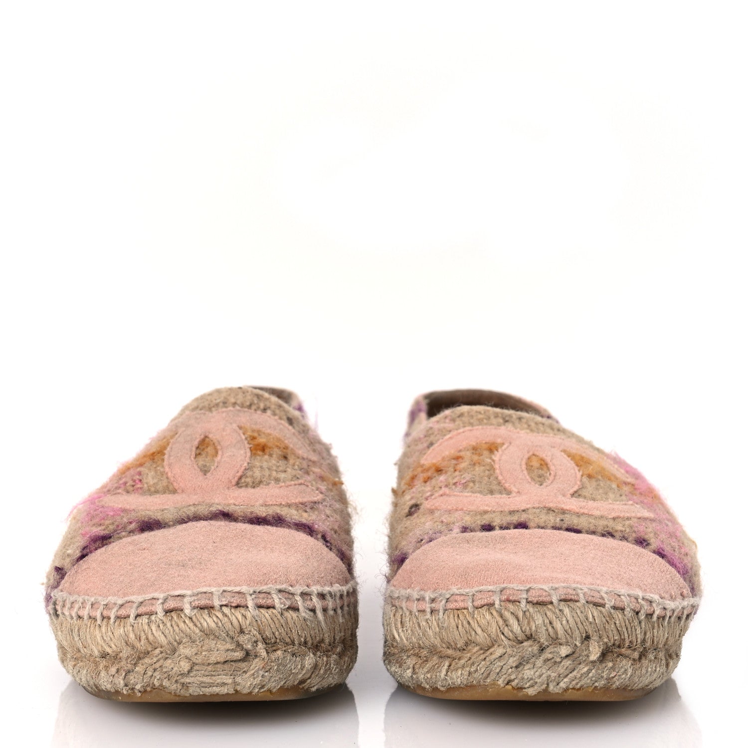 Chanel Tweed CC Espadrilles 37 Beige Pink Peach 3 of 19