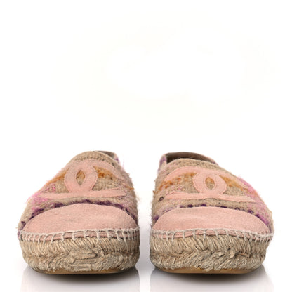 Chanel Tweed CC Espadrilles 37 Beige Pink Peach 3 of 19