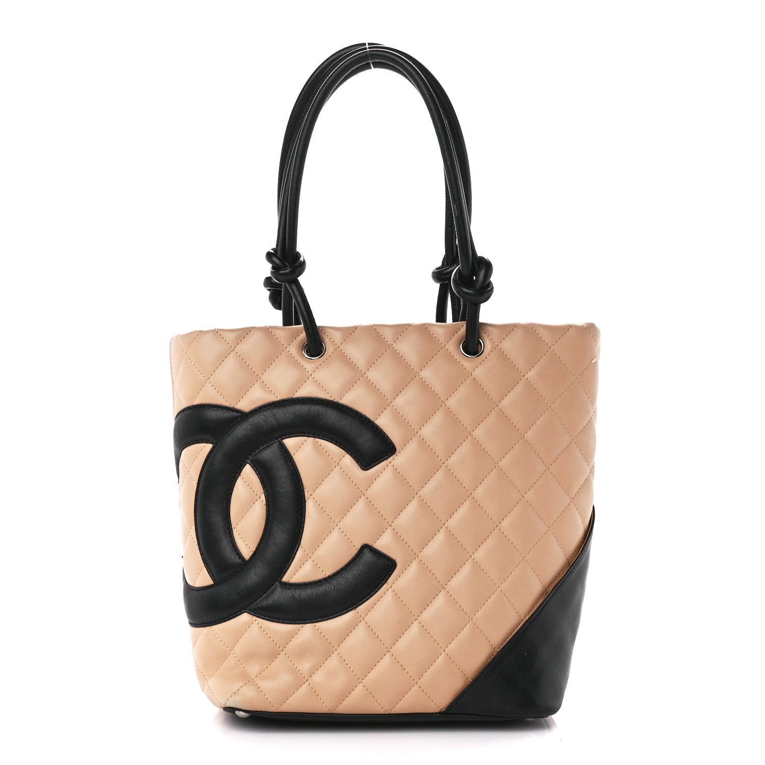 Chanel Calfskin Quilted Medium Cambon Tote Beige Black 1 of 14