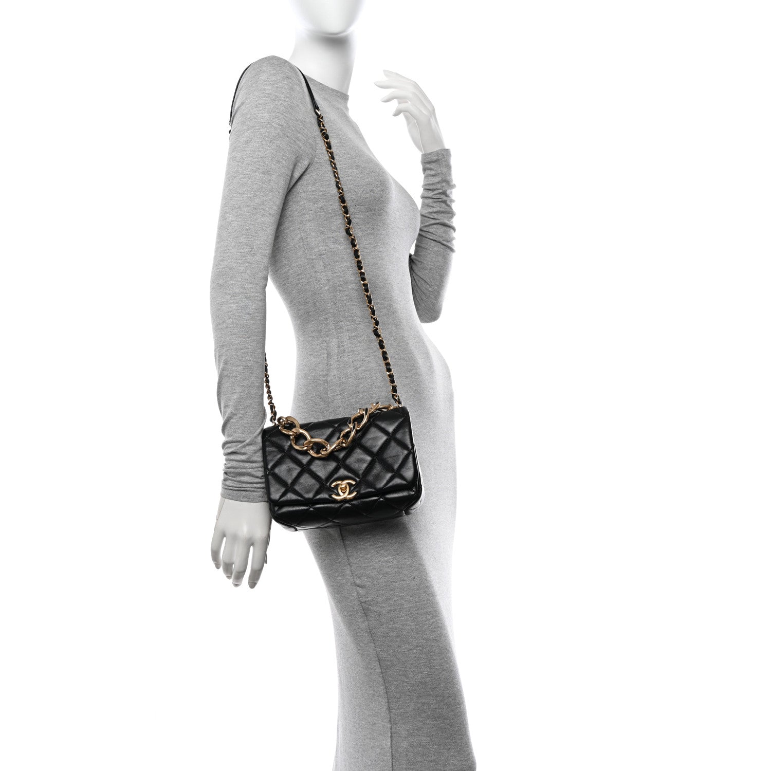 Chanel Lambskin Quilted Small Color Match Flap Black 2 of 11