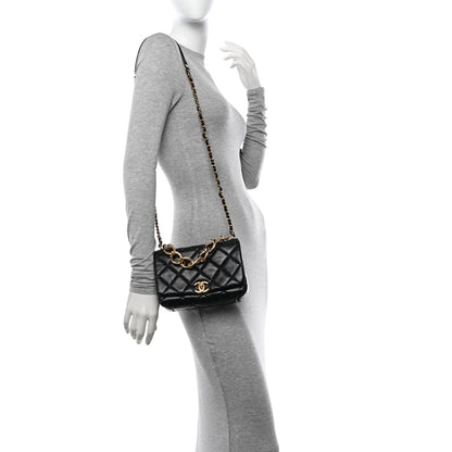 Chanel Lambskin Quilted Small Color Match Flap Black 2 of 11