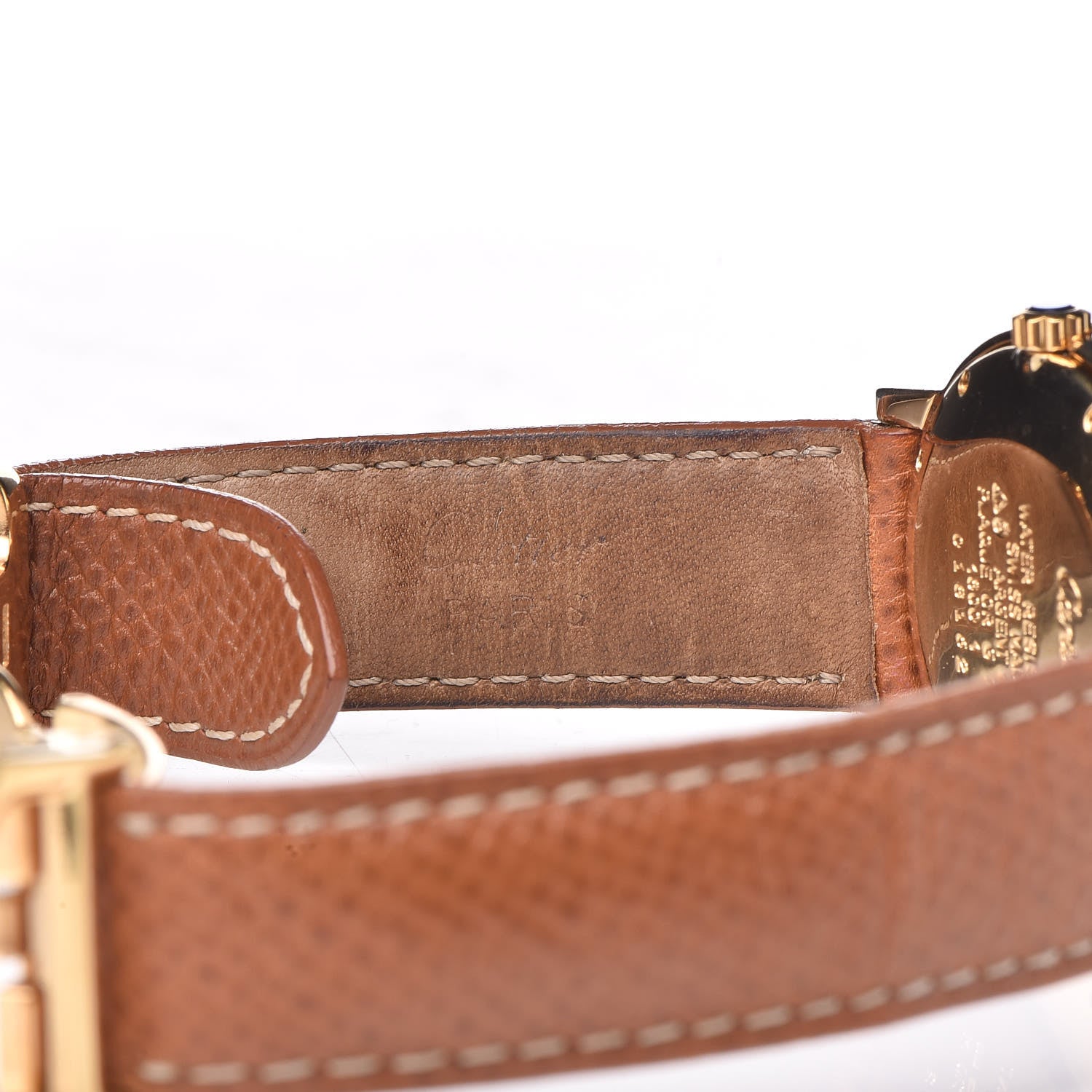 Cartier Sterling Silver 18K Yellow Gold Calfskin 32mm Ronde Must De Cartier Quartz Watch Brown 9 of 9