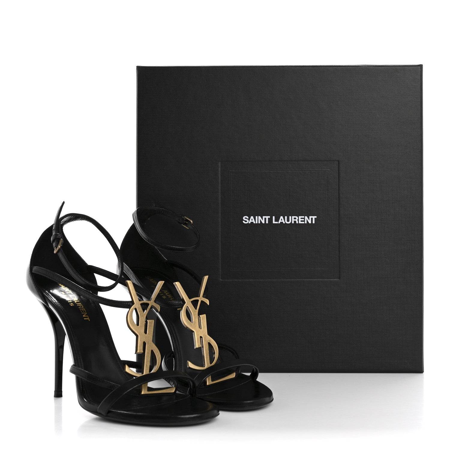 Saint Laurent Calfskin Cassandra 100 Ankle Strap Sandals 37 Black 10 of 10